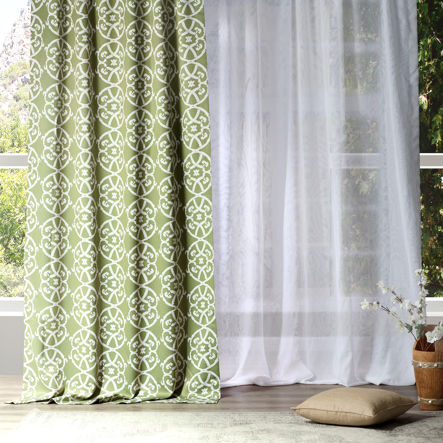 Secret Garden Leaf Green Blackout Room Darkening Curtain