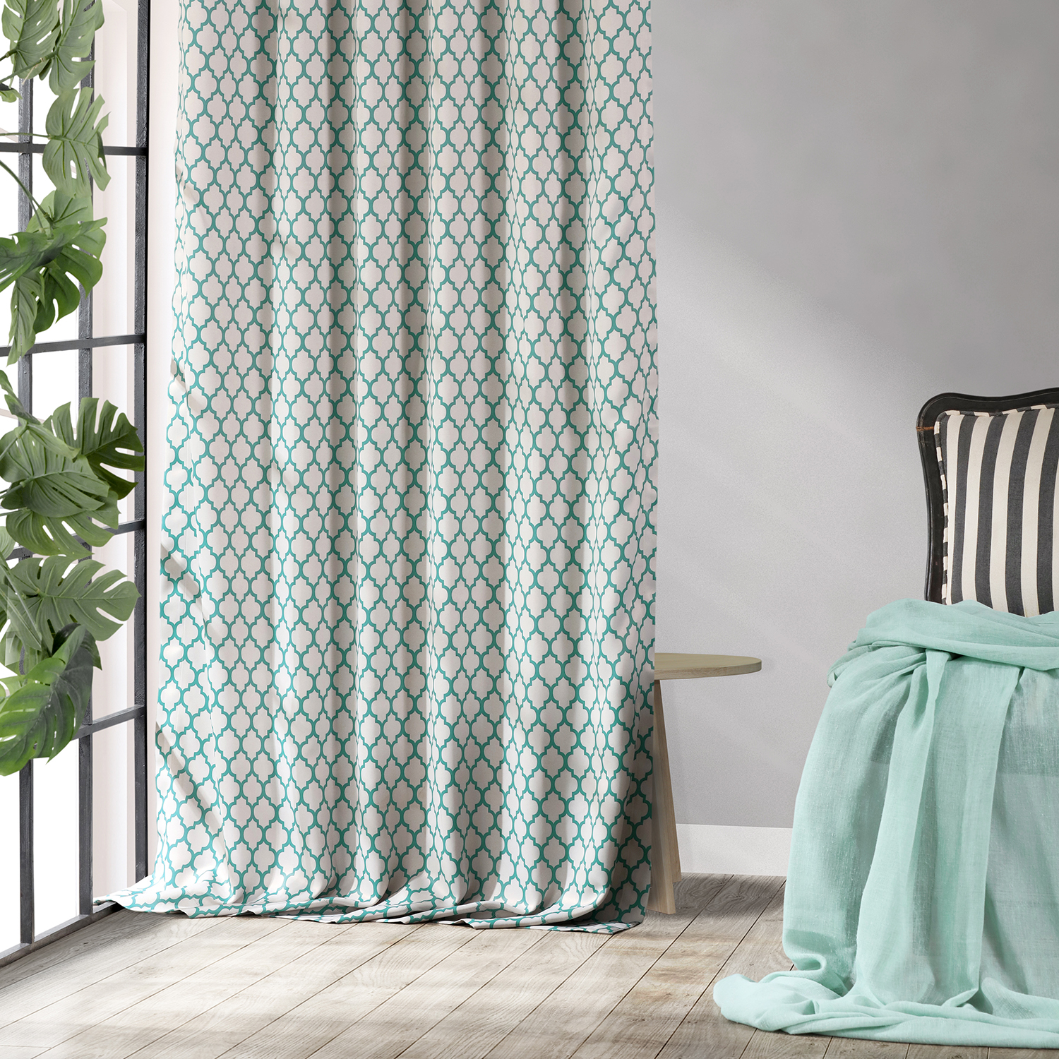 Casablanca Teal Blackout Room Darkening Curtain