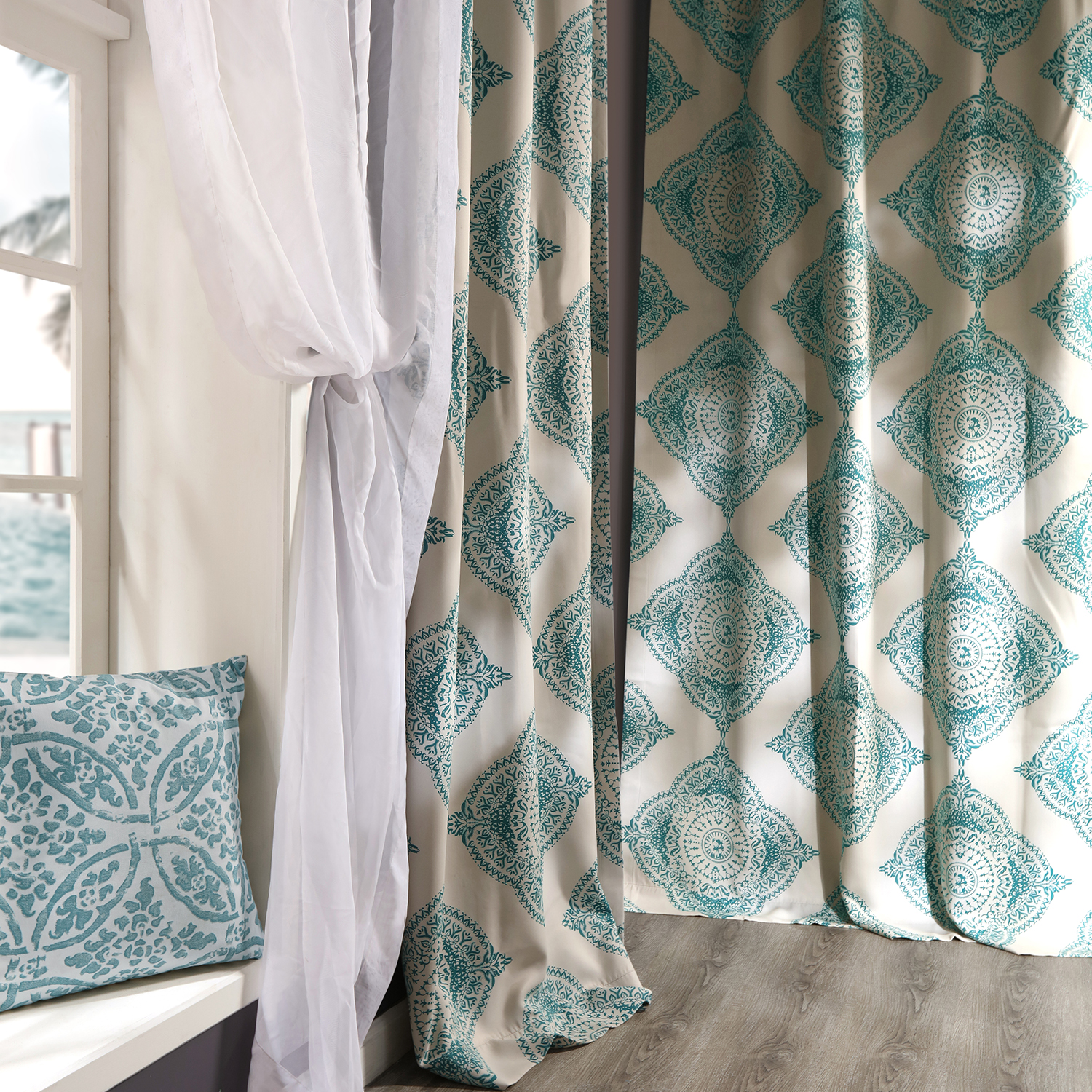 Henna Teal Blackout Room Darkening Curtain