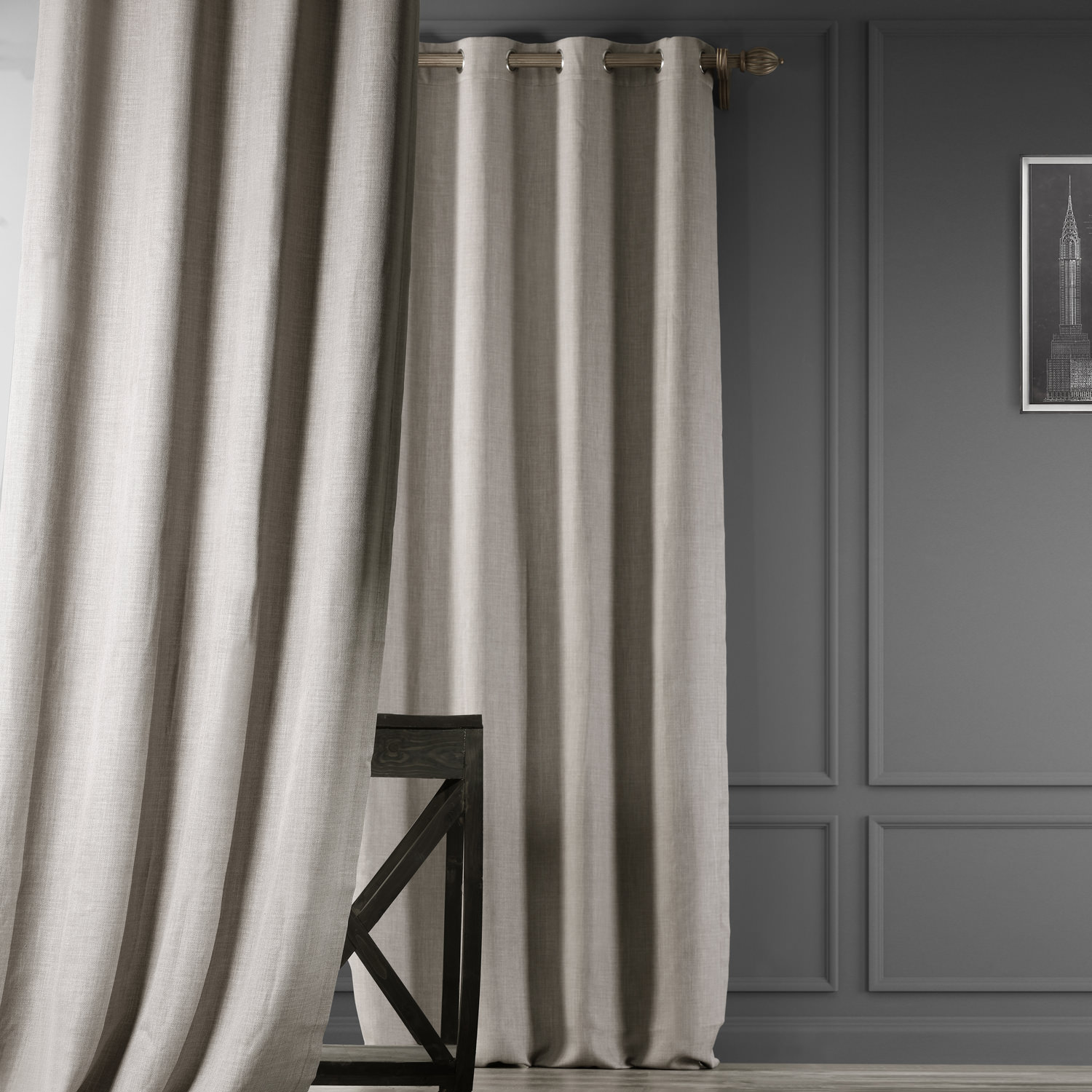 Clay Faux Linen Grommet Room Darkening Curtain