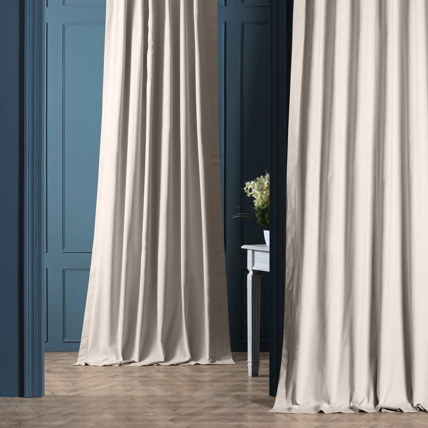 Hazelwood Beige Solid Cotton Blackout Curtain