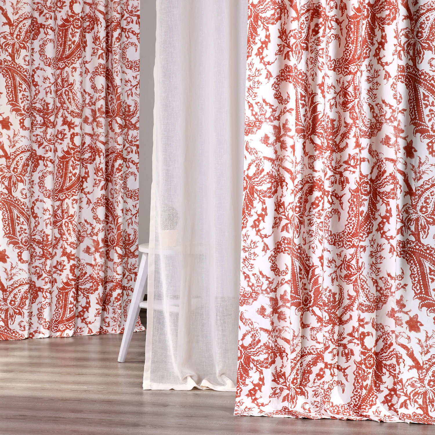 Edina Washed Rust Printed Cotton Curtain