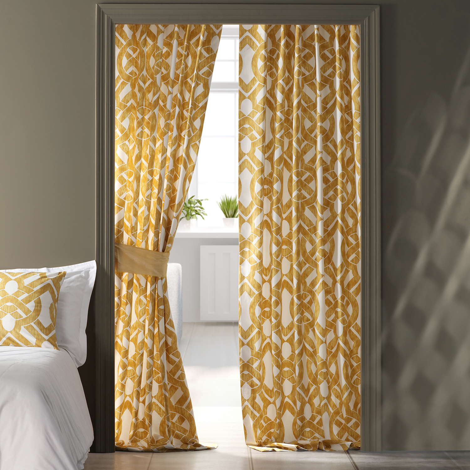 Celtic Gold Printed Cotton Twill Curtain