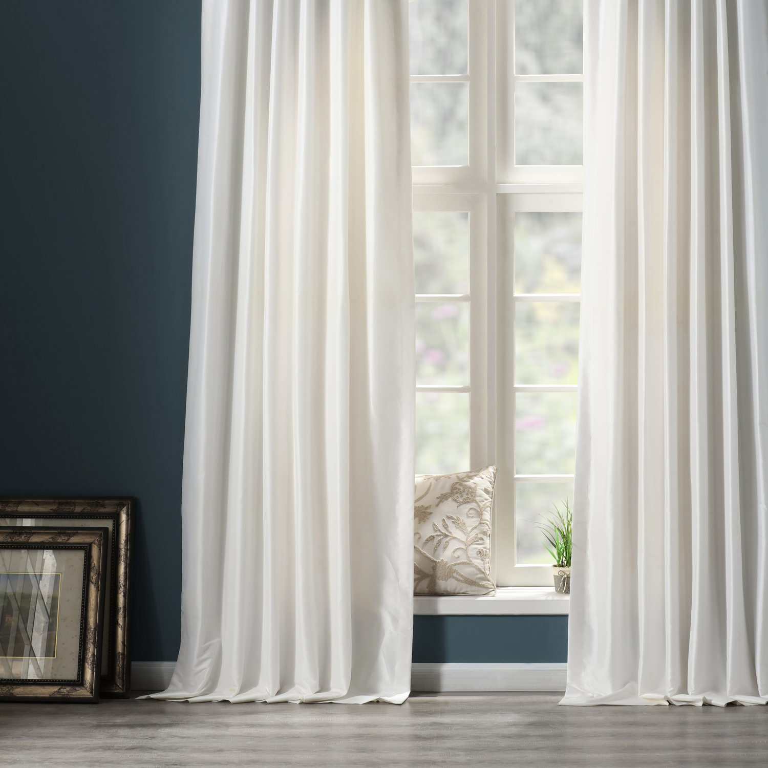 Eggshell Blackout Faux Silk Taffeta Curtain