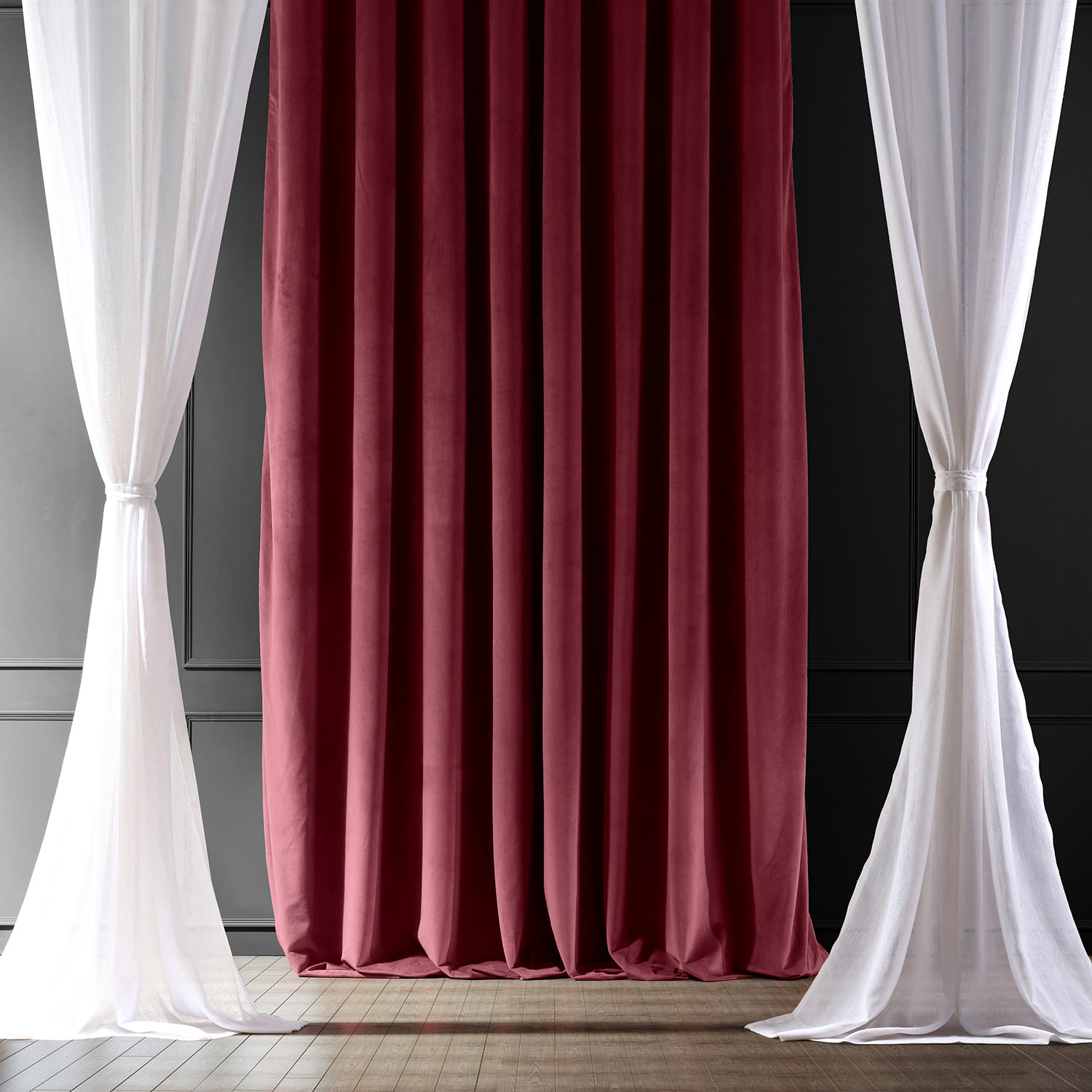 Signature Burgundy Extra Wide Velvet Blackout Pole Pocket Curtain