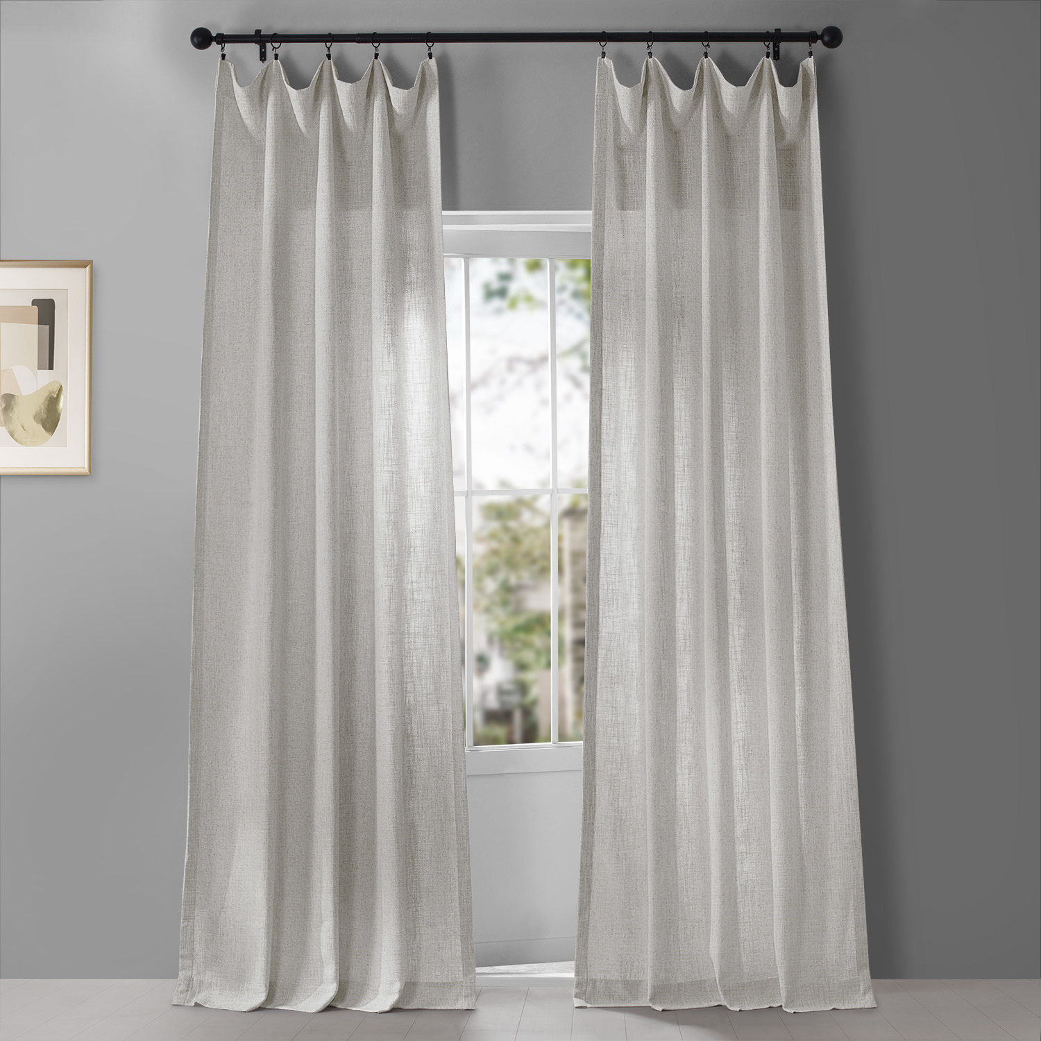 Bliss White Belgian Heavy Faux Linen Curtain