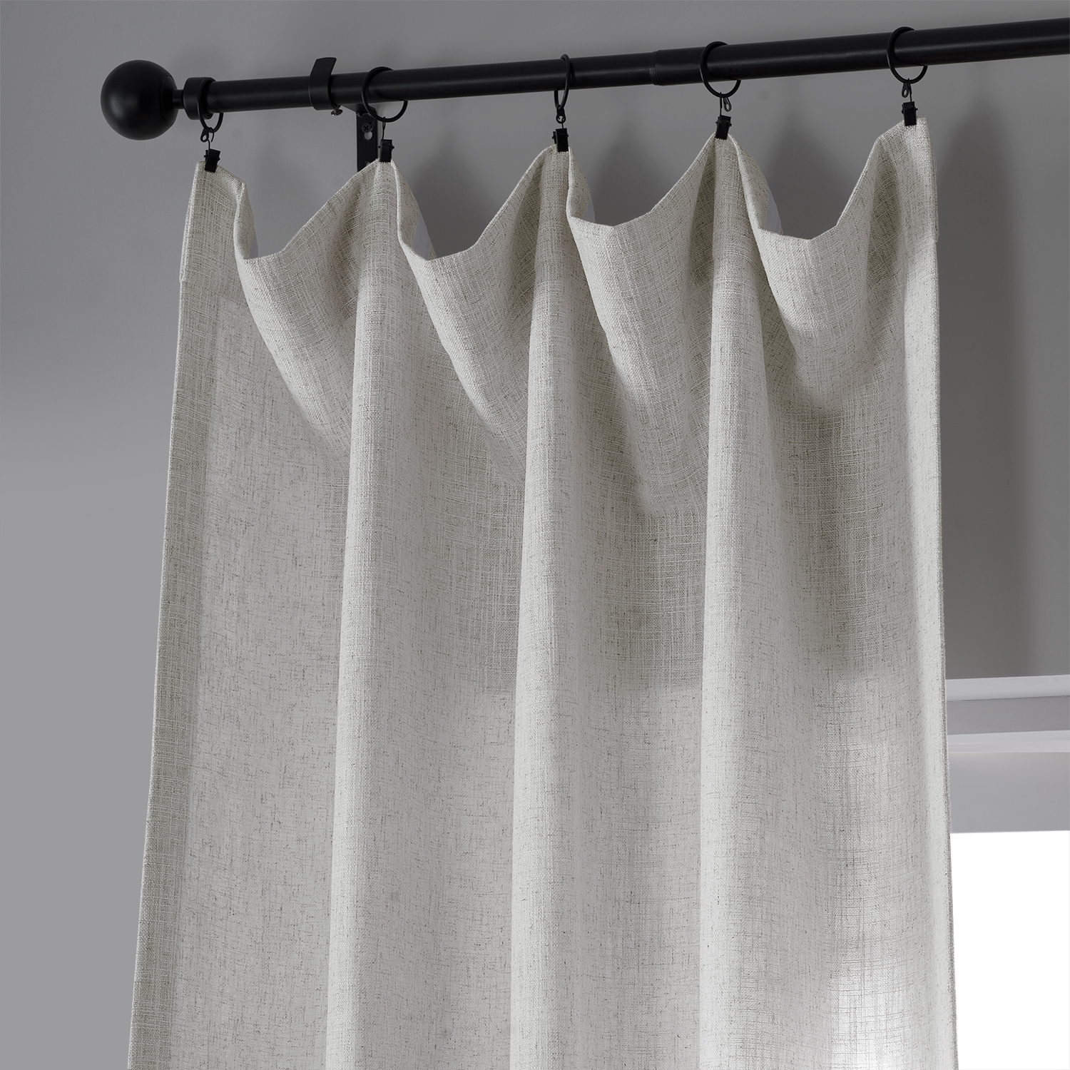 Bliss White Belgian Heavy Faux Linen Curtain