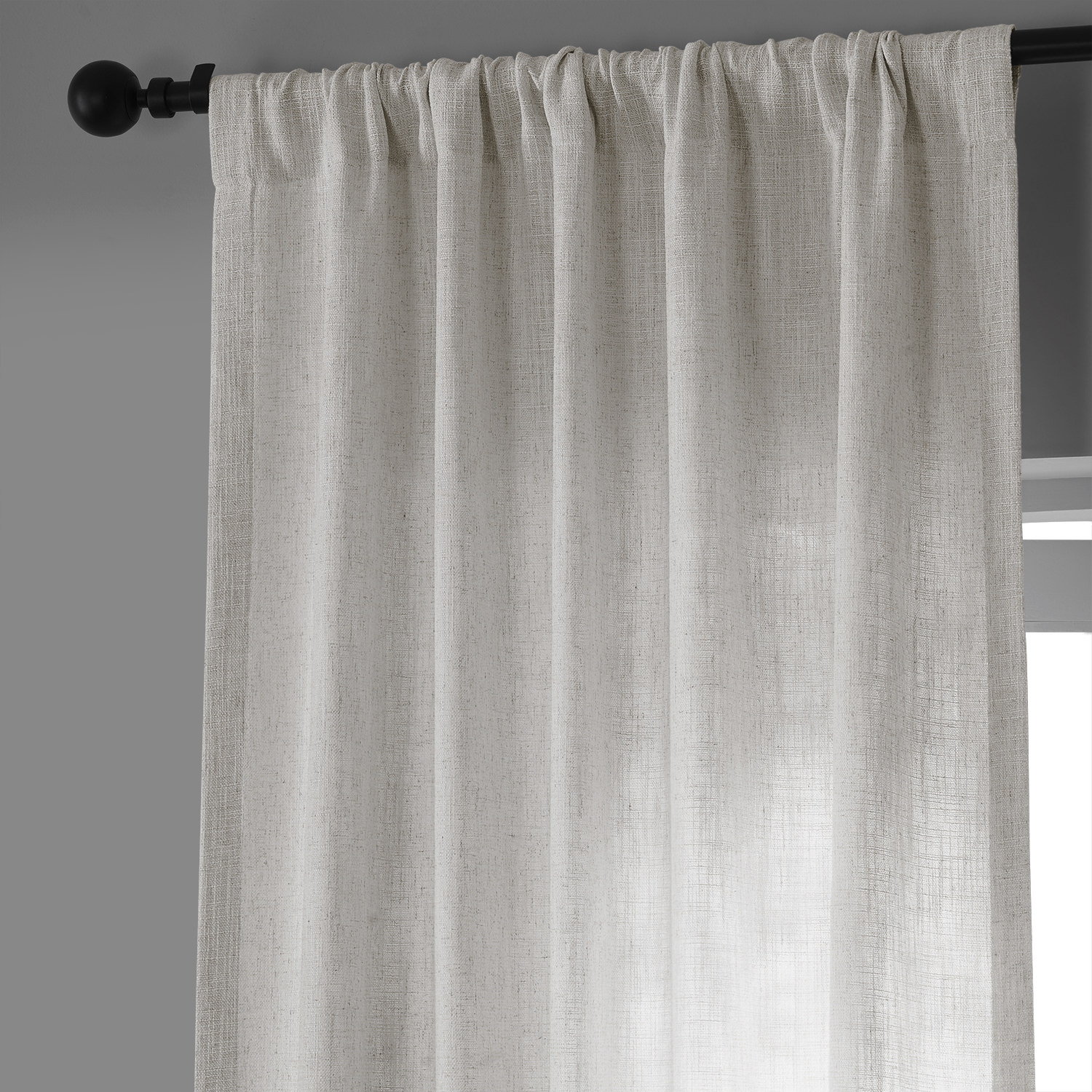 Bliss White Belgian Heavy Faux Linen Curtain