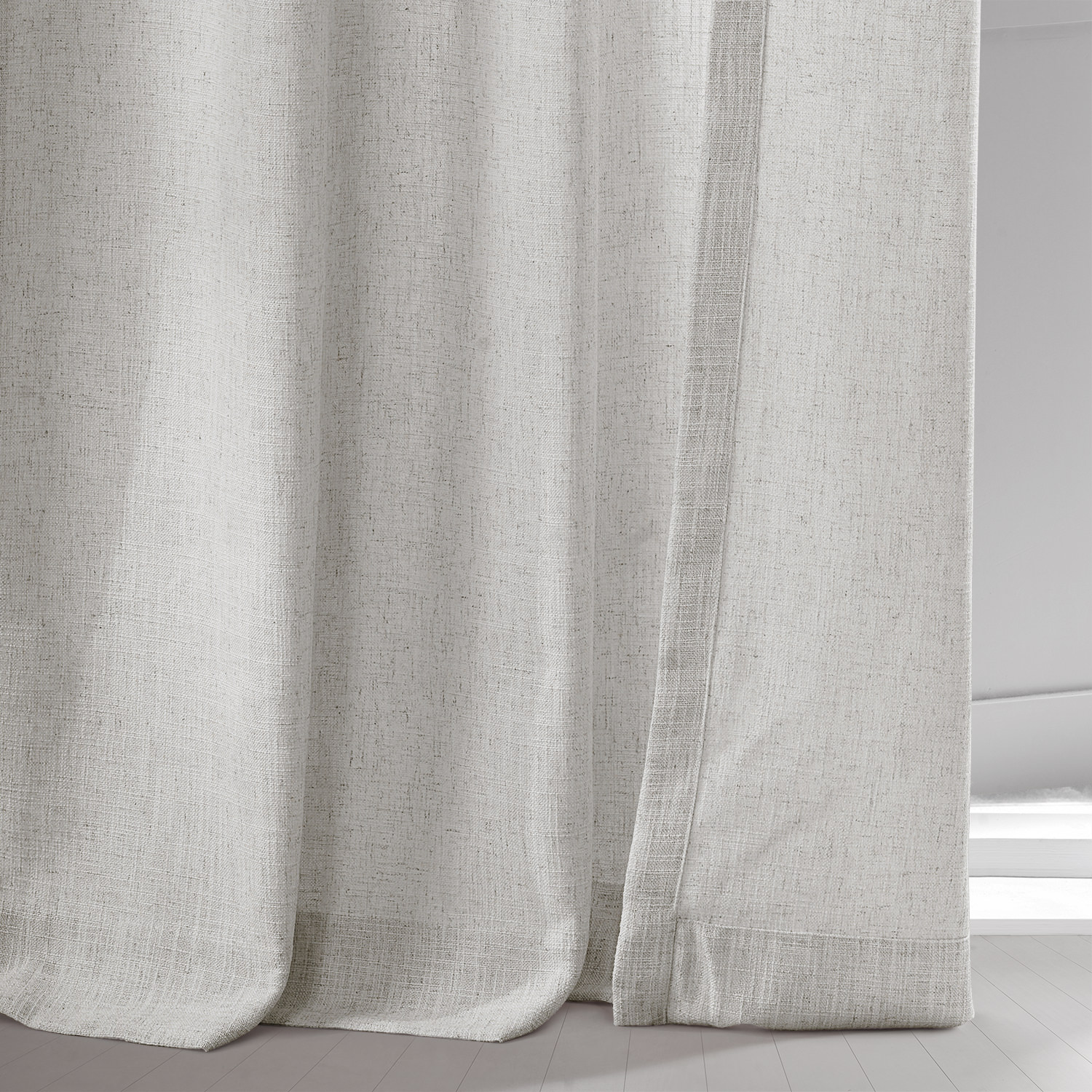 Bliss White Belgian Heavy Faux Linen Curtain