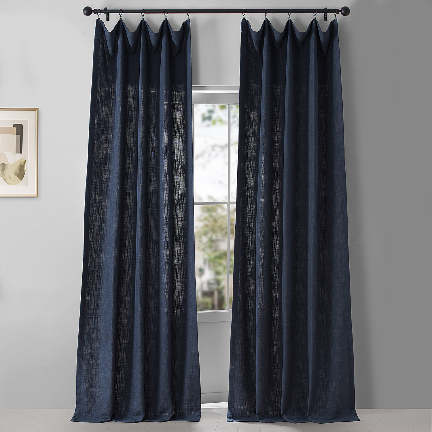 Ballpoint Blue Belgian Heavy Faux Linen Curtain