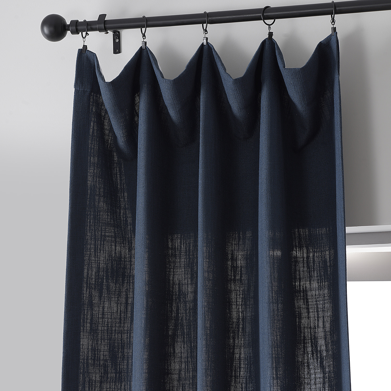 Ballpoint Blue Belgian Heavy Faux Linen Curtain