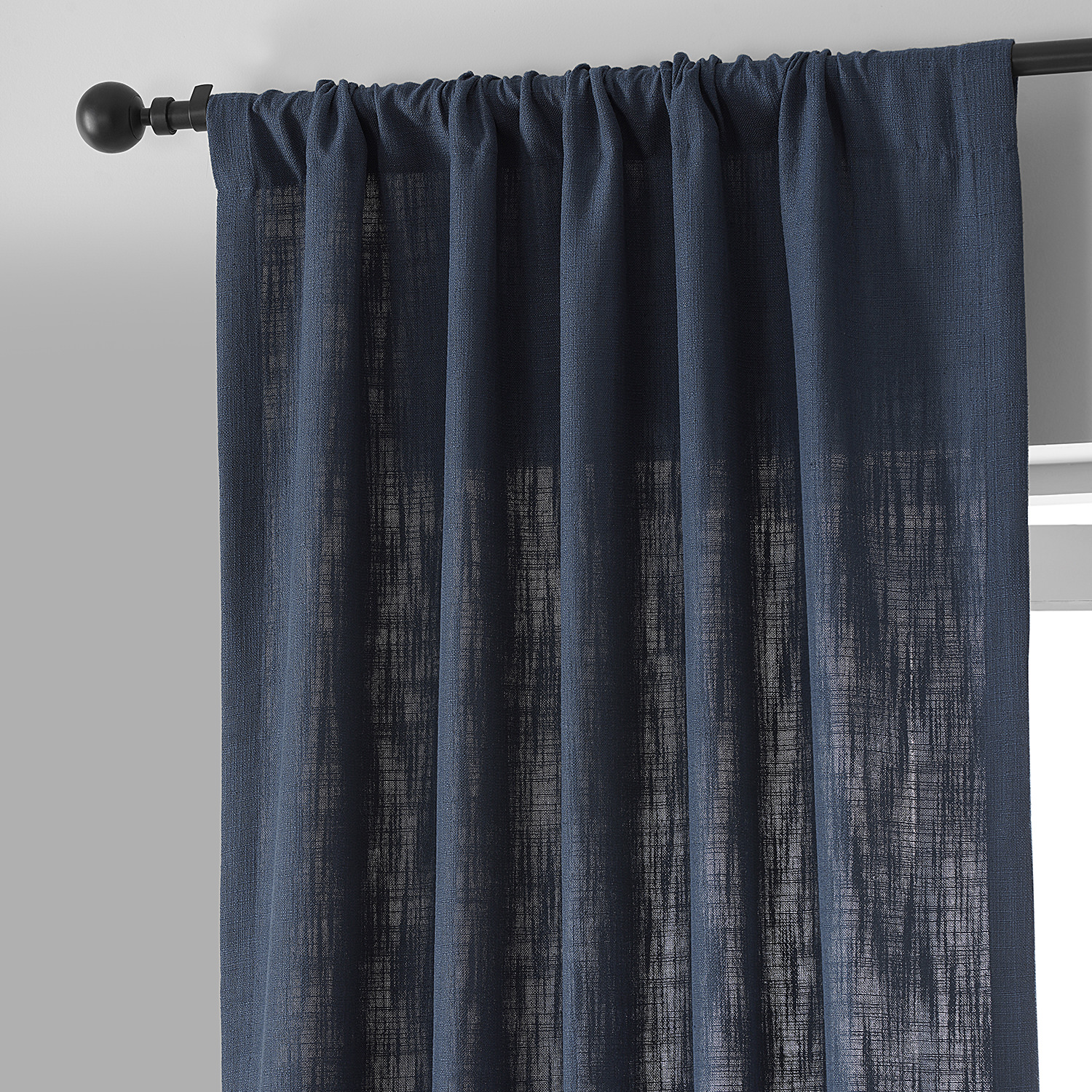 Ballpoint Blue Belgian Heavy Faux Linen Curtain