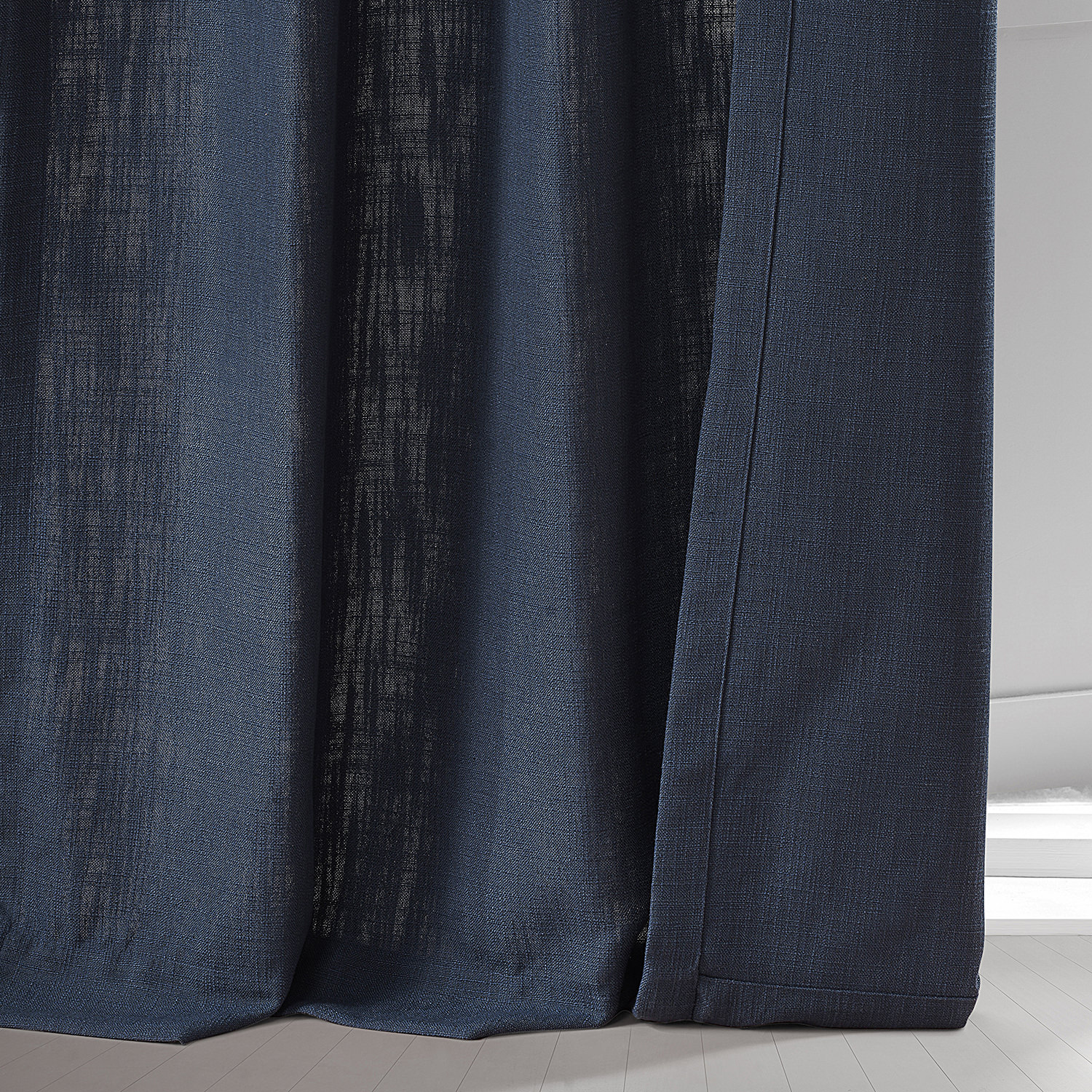 Ballpoint Blue Belgian Heavy Faux Linen Curtain