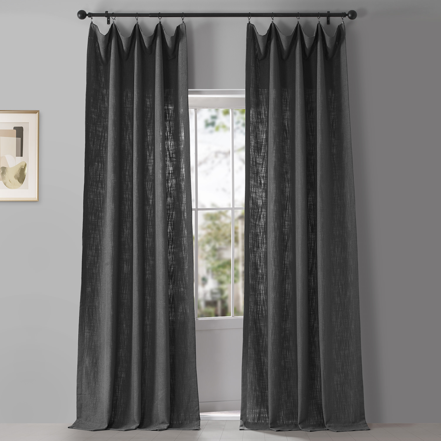 Lead Grey Belgian Heavy Faux Linen Curtain