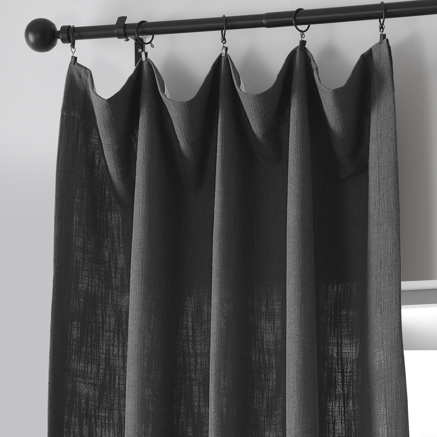 Lead Grey Belgian Heavy Faux Linen Curtain