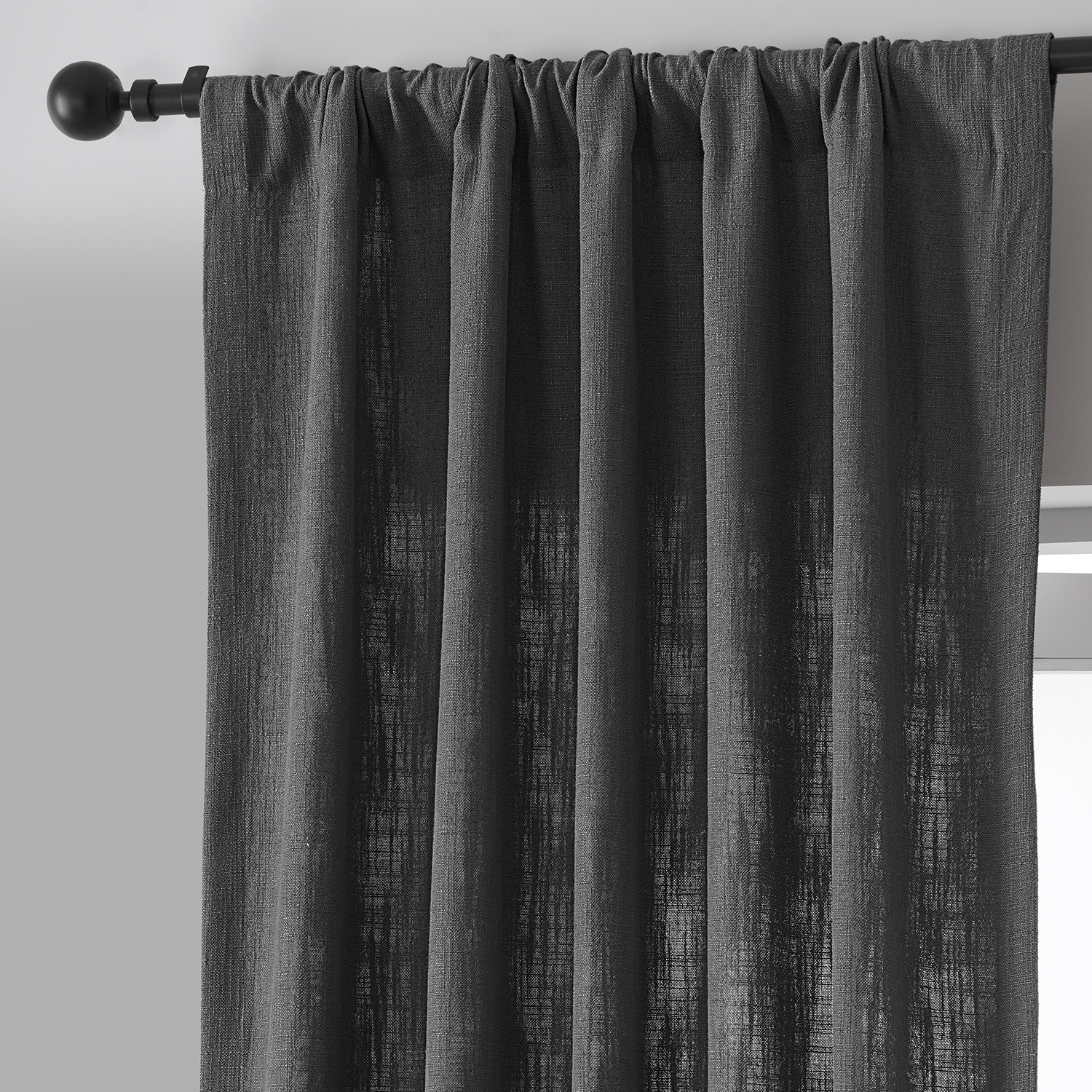 Lead Grey Belgian Heavy Faux Linen Curtain