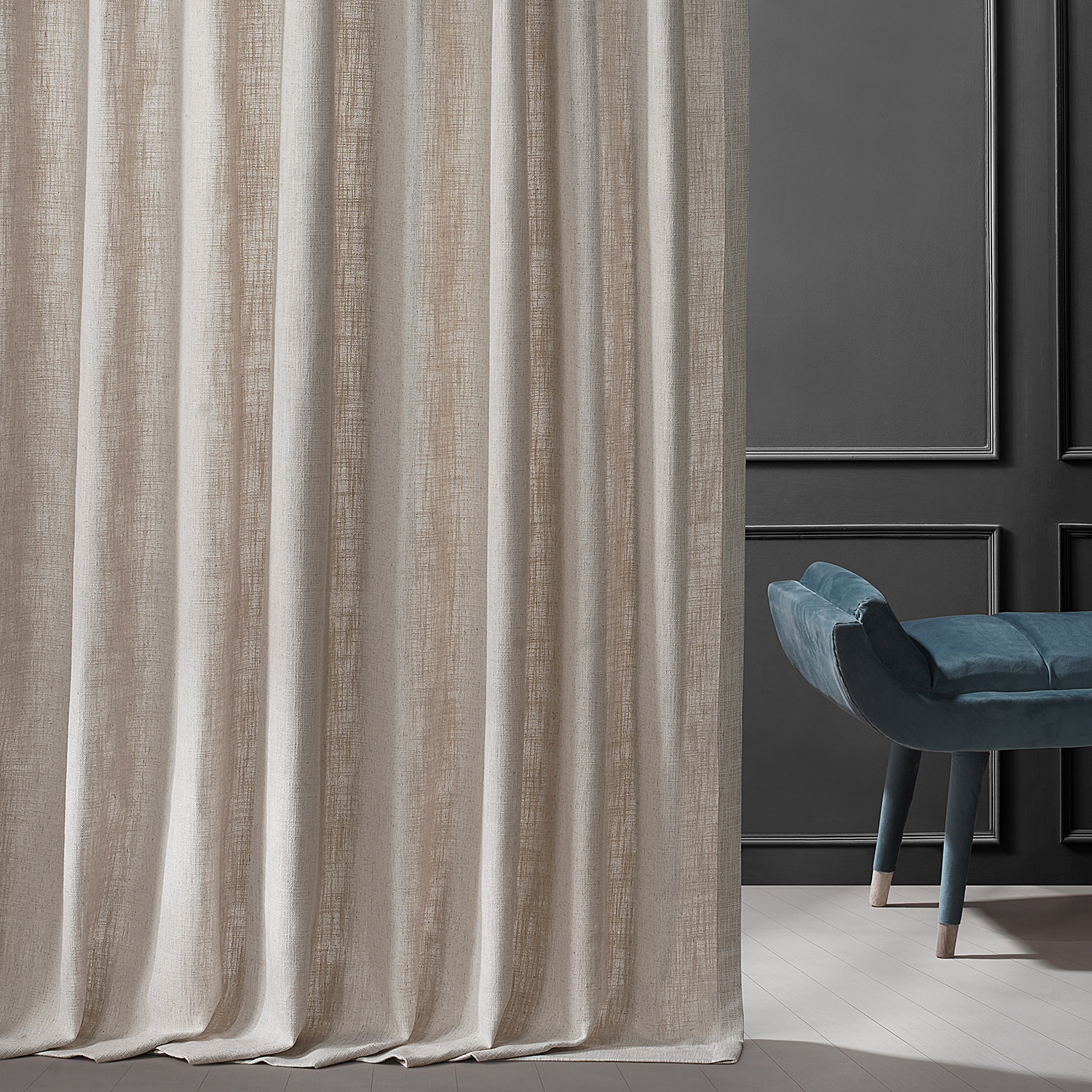 Mod Beige Belgian Heavy Faux Linen Curtain