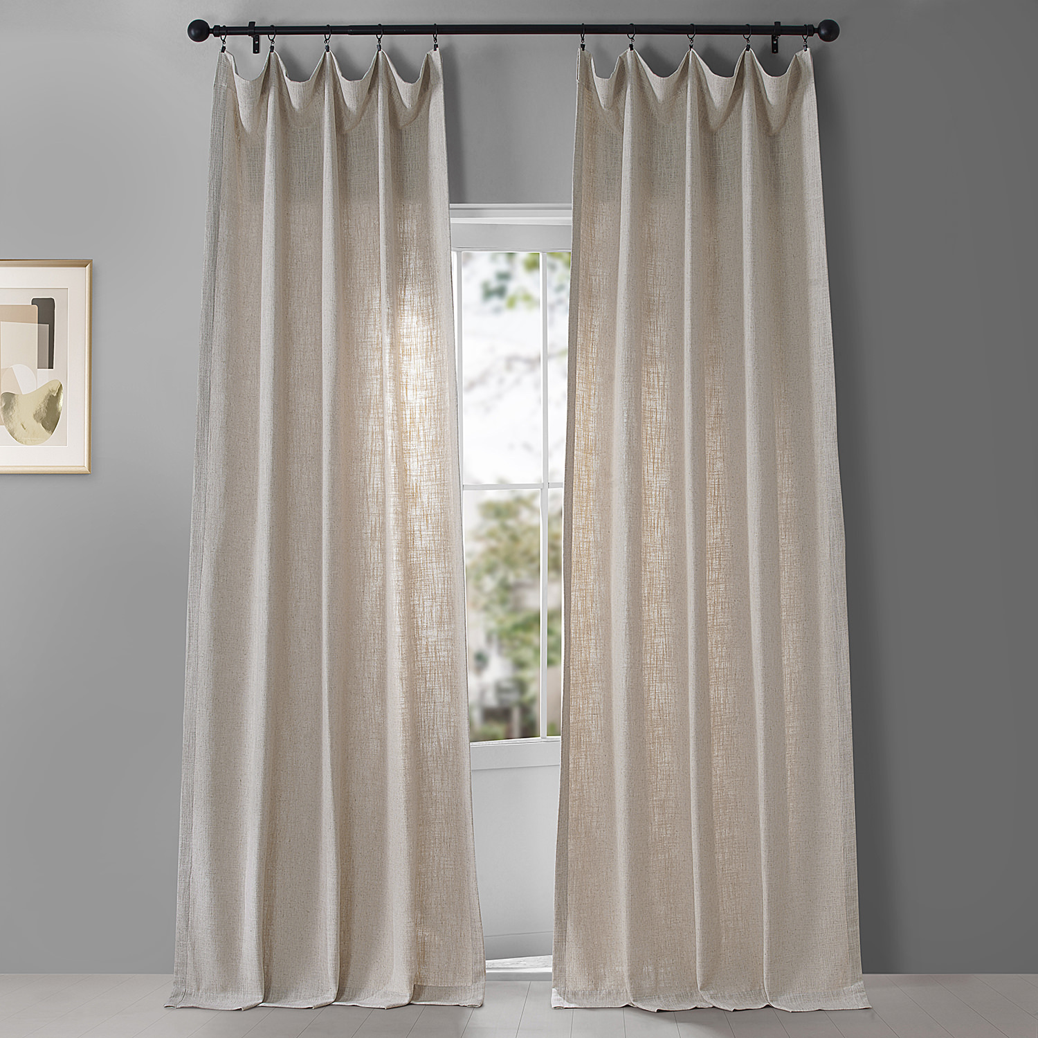 Mod Beige Belgian Heavy Faux Linen Curtain