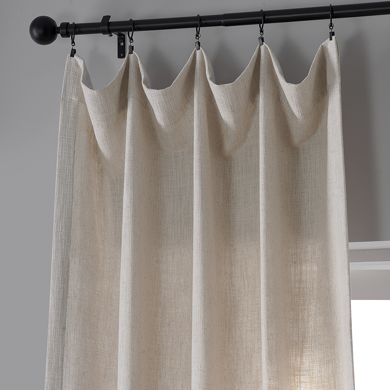 Mod Beige Belgian Heavy Faux Linen Curtain