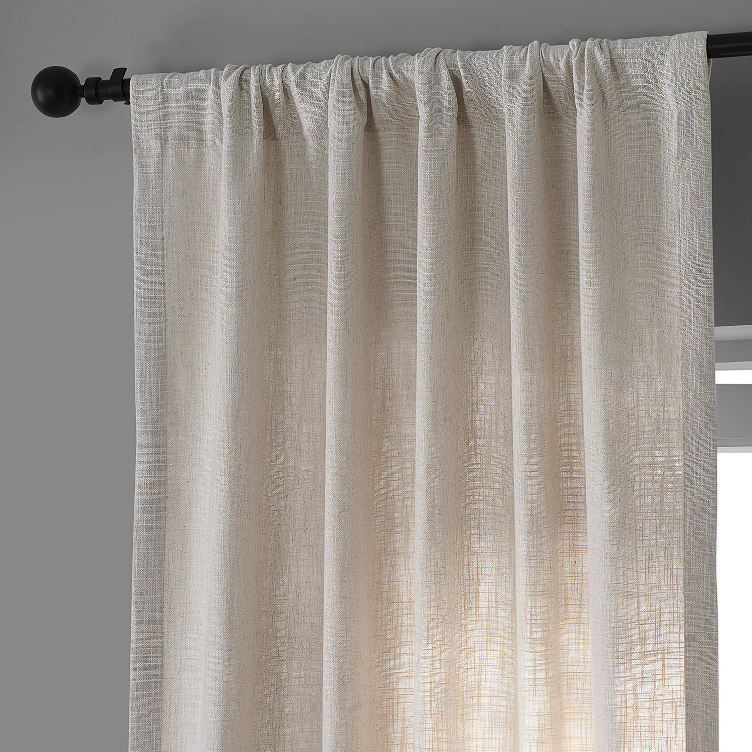 Mod Beige Belgian Heavy Faux Linen Curtain