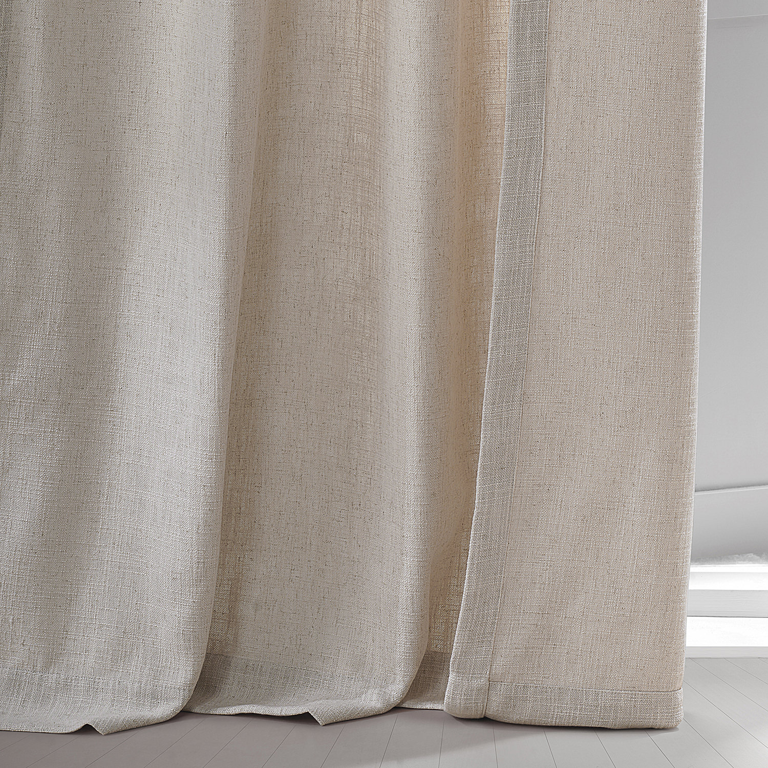 Mod Beige Belgian Heavy Faux Linen Curtain