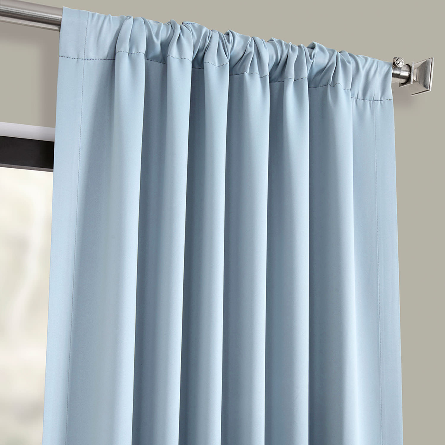 Frosted Blue Blackout Room Darkening Curtain