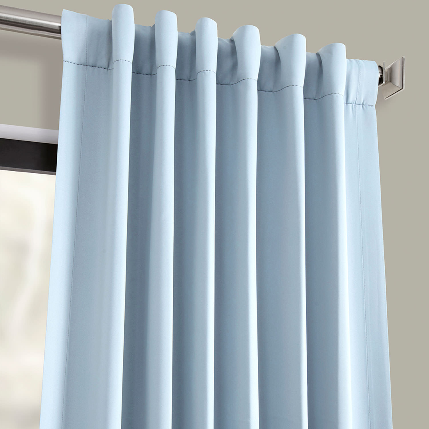 Frosted Blue Blackout Room Darkening Curtain