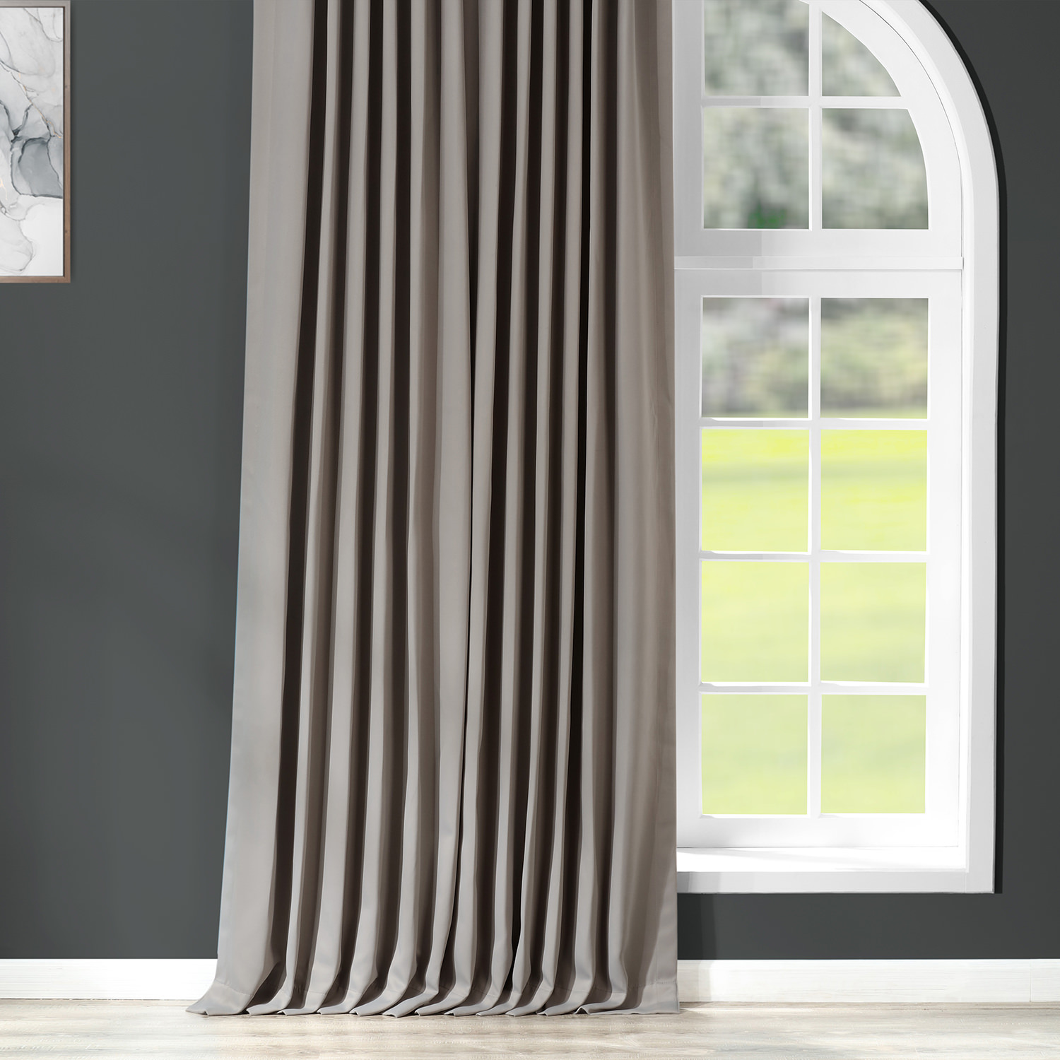 Neutral Grey Extra Wide Blackout Room Darkening Curtain