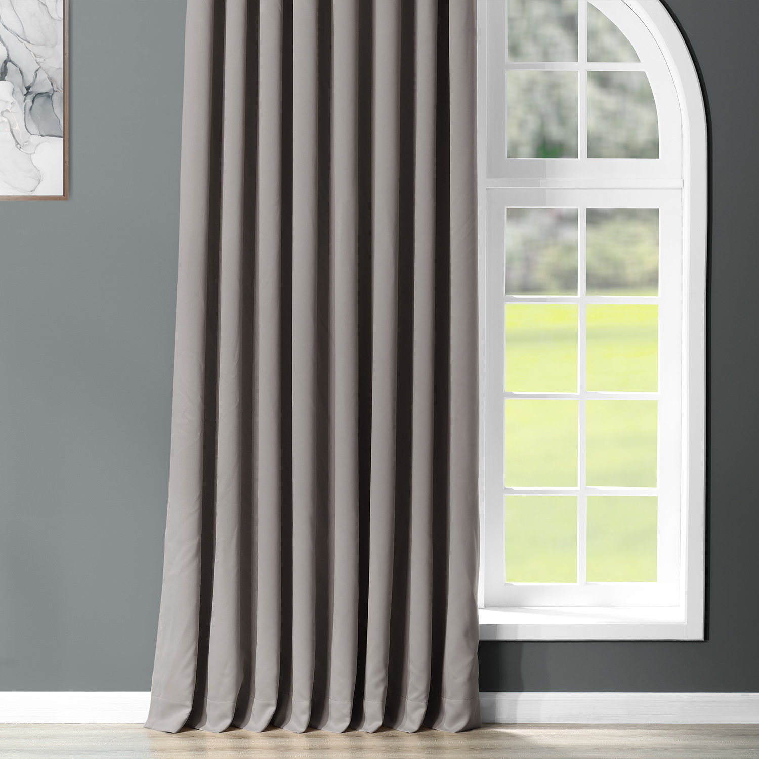 Neutral Grey Grommet Extra Wide Blackout Room Darkening Curtain