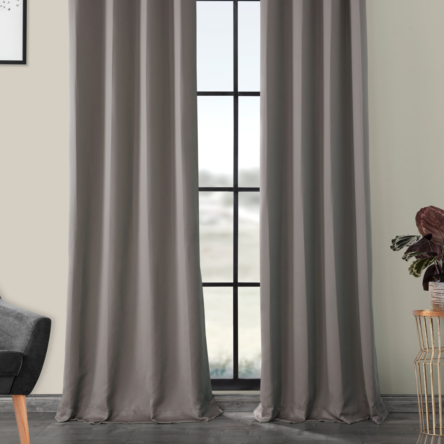 Neutral Grey Grommet Blackout Room Darkening Curtain