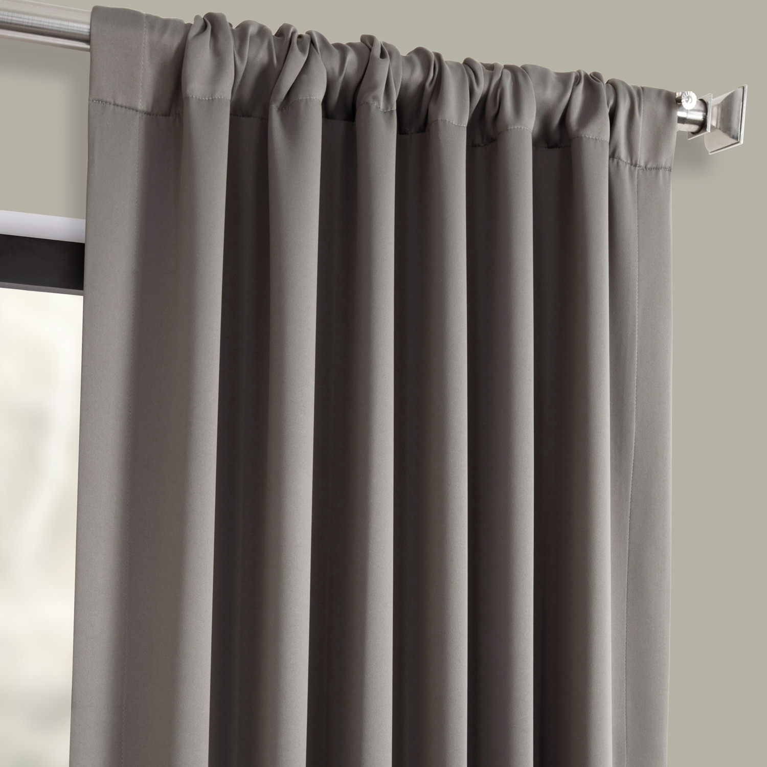 Neutral Grey Pole Pocket Blackout Room Darkening Curtain