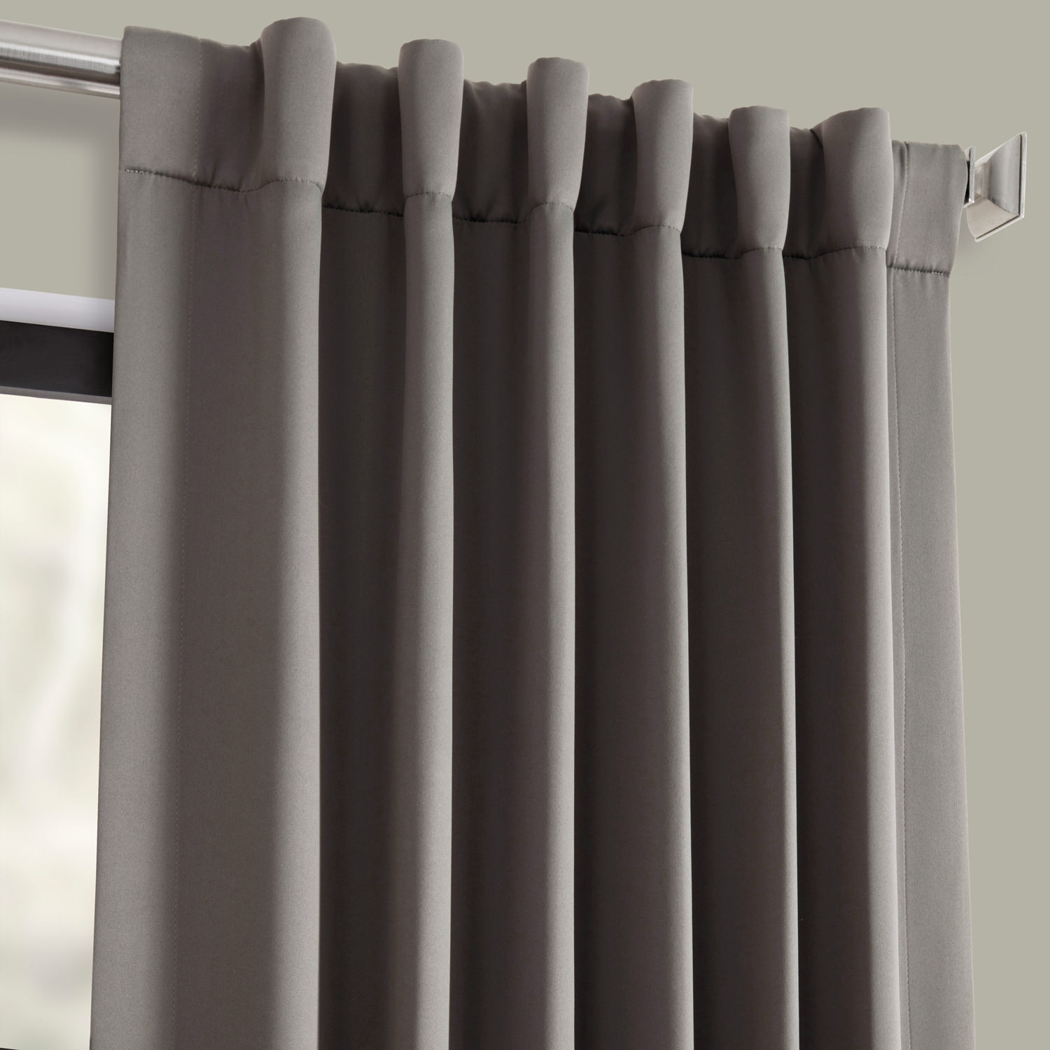 Neutral Grey Pole Pocket Blackout Room Darkening Curtain