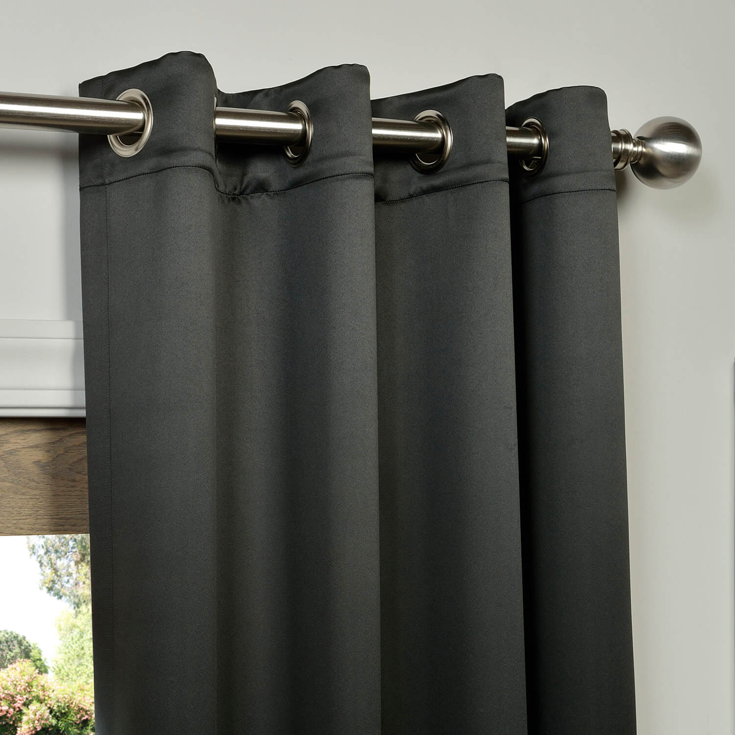 Jet Black Grommet Blackout Room Darkening Curtain