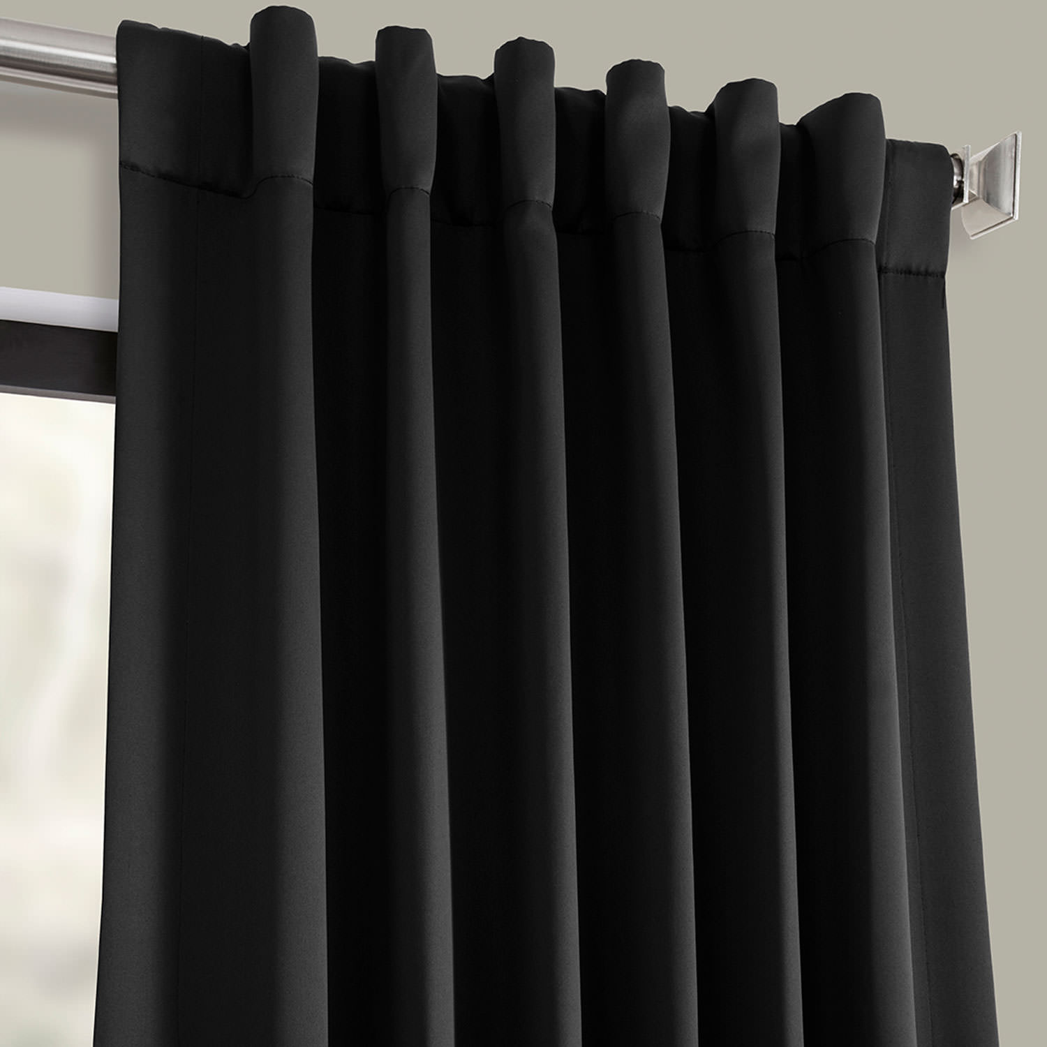 Jet Black Pole Pocket Blackout Room Darkening Curtain