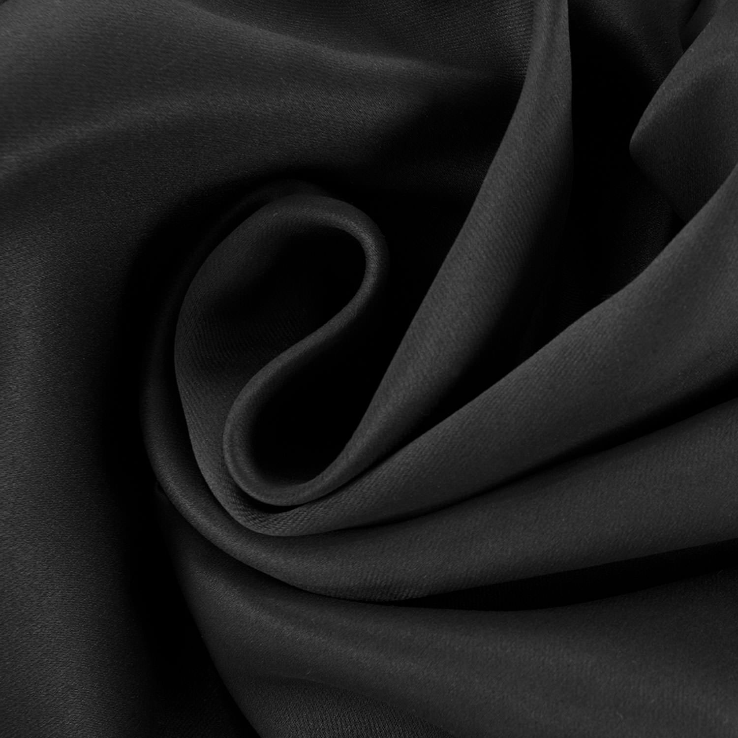 Jet Black Pole Pocket Blackout Room Darkening Curtain