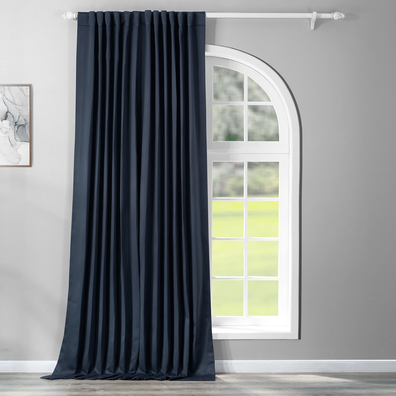 Navy Blue Extra Wide Blackout Room Darkening Curtain