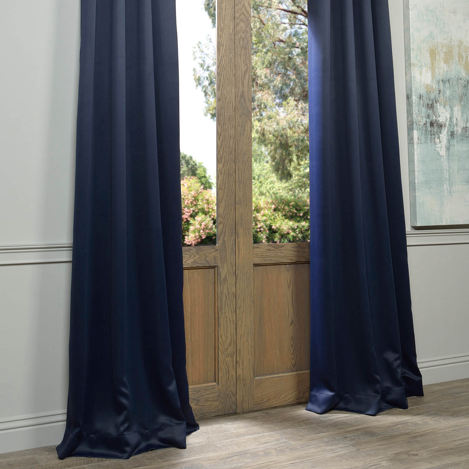 Navy Blue Grommet Blackout Room Darkening Curtain