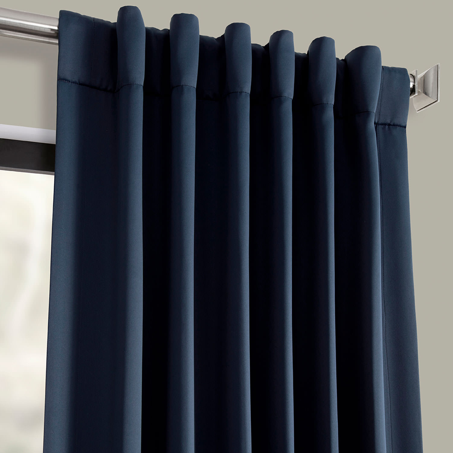 Navy Blue Pole Pocket Blackout Room Darkening Curtain