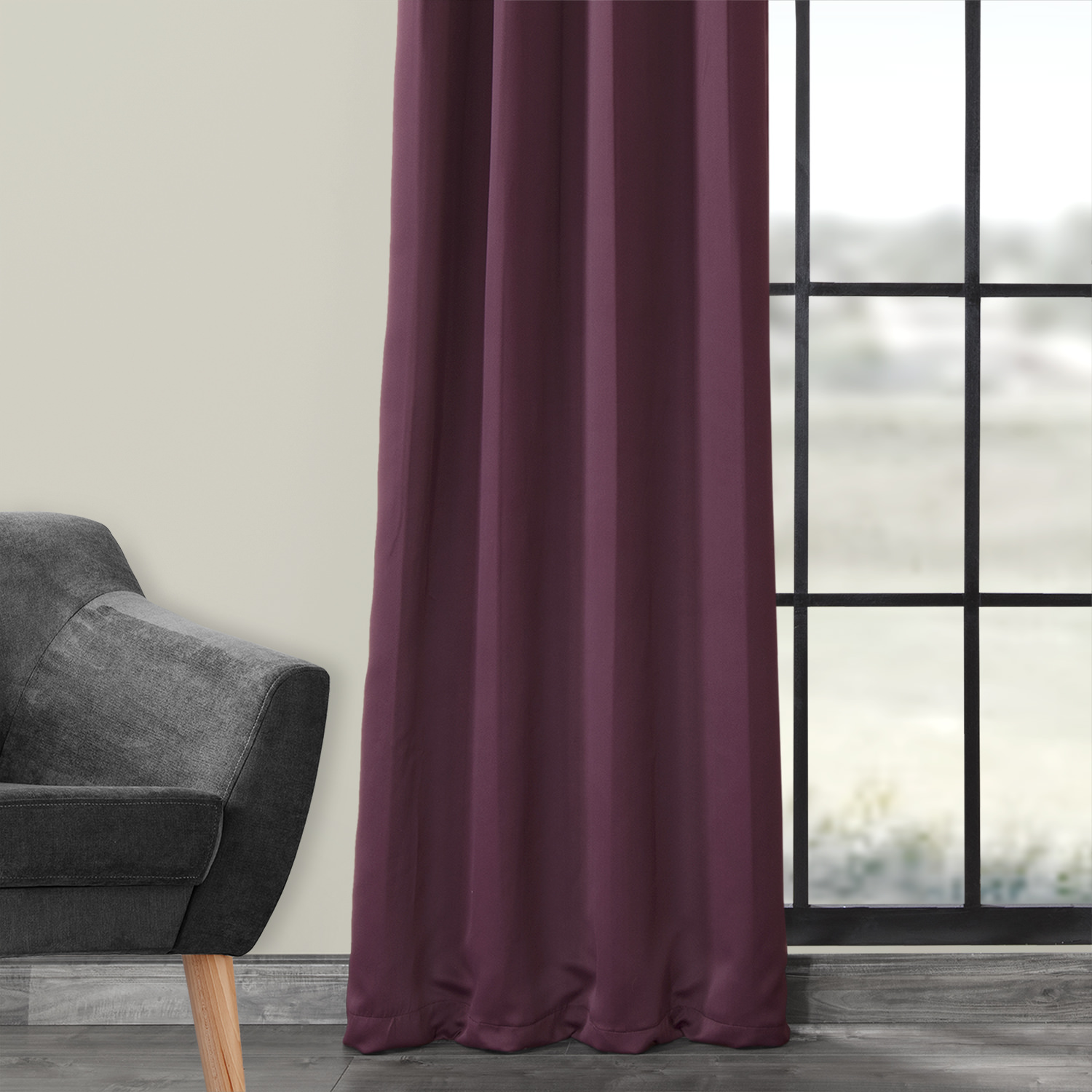 Aubergine Grommet Blackout Room Darkening Curtain