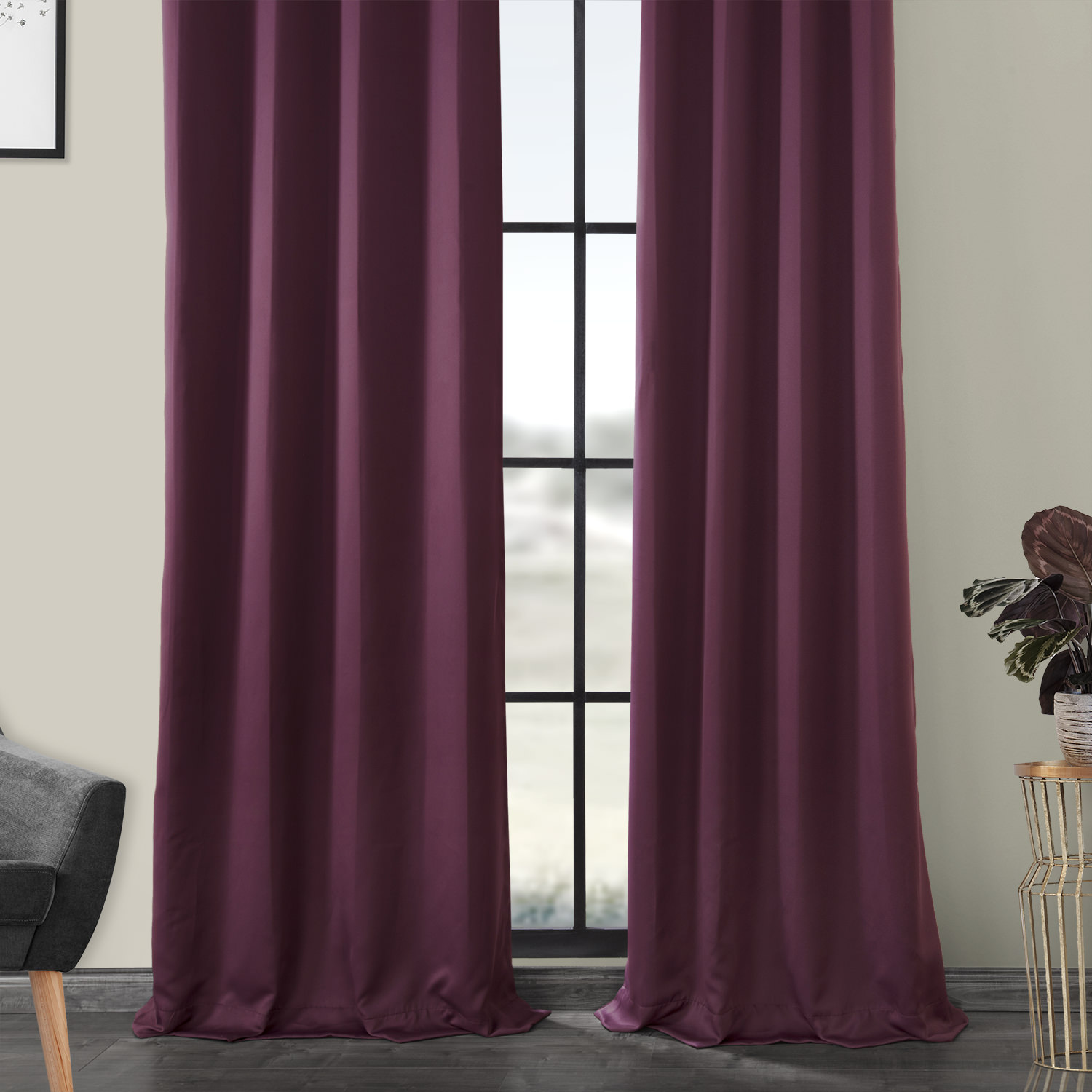 Aubergine Grommet Blackout Room Darkening Curtain