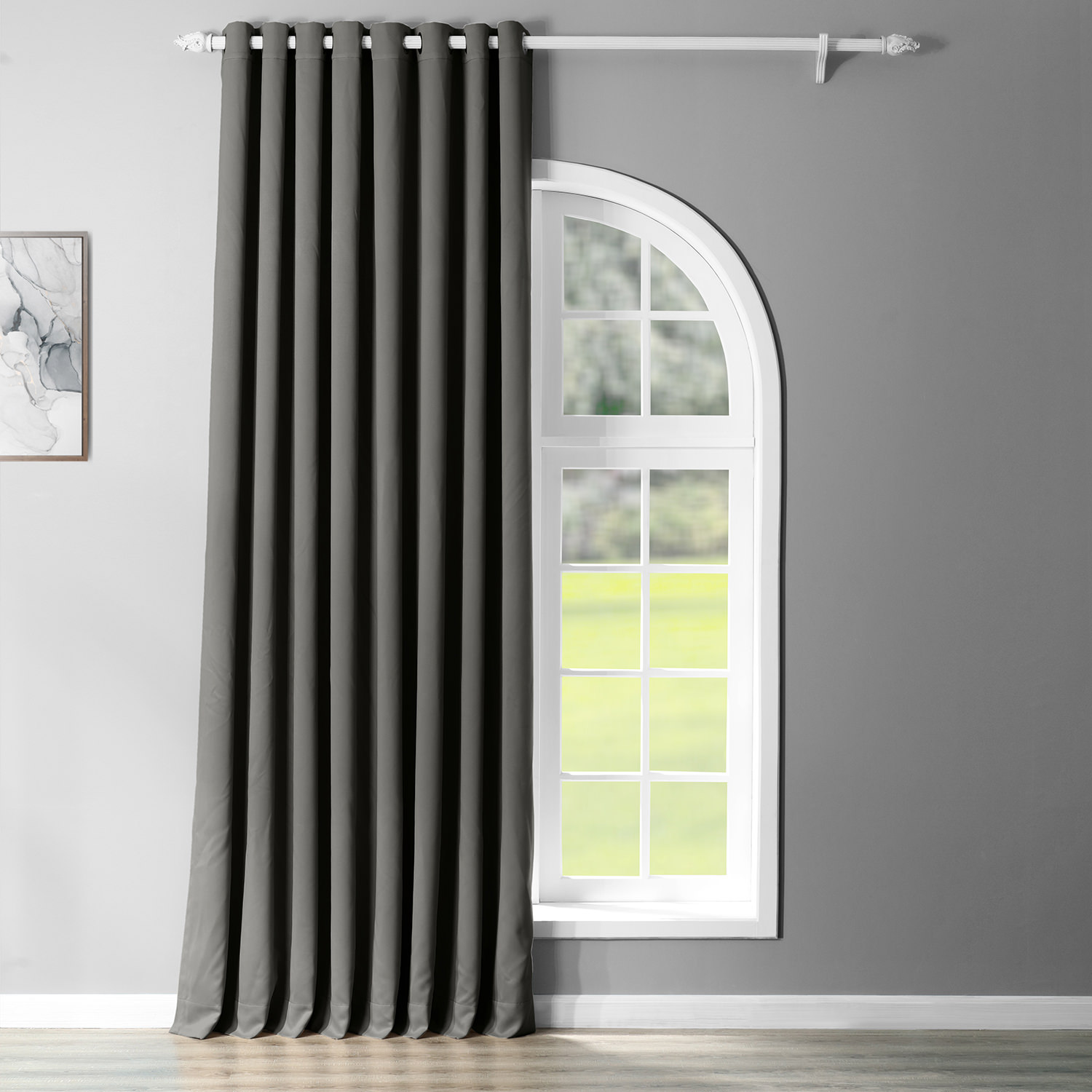 Anthracite Grey Grommet Extra Wide Blackout Room Darkening Curtain