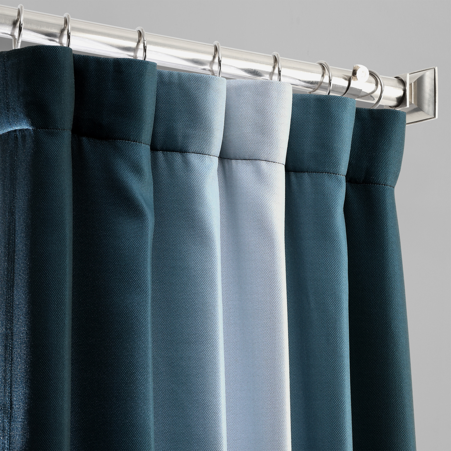 Parallel Teal Printed Linen Textured Blackout Curtain