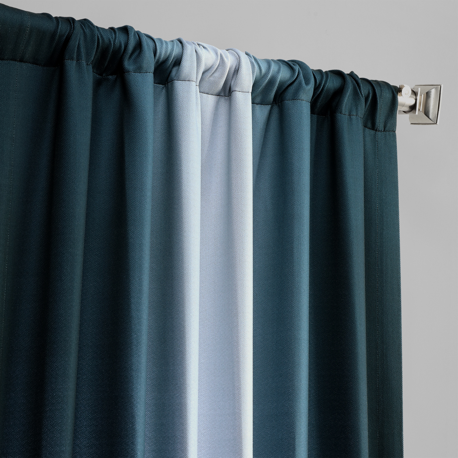 Parallel Teal Printed Linen Textured Blackout Curtain