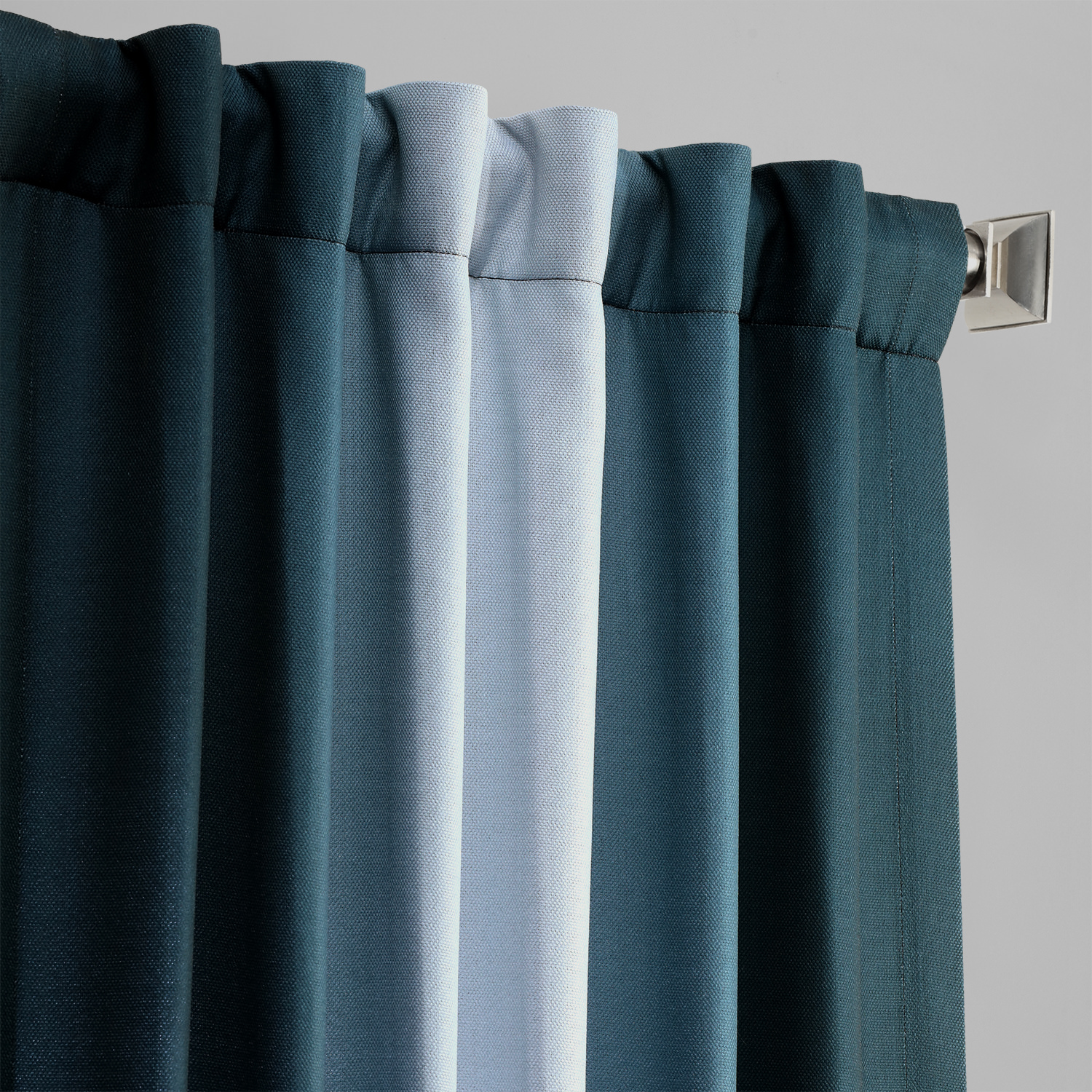 Parallel Teal Printed Linen Textured Blackout Curtain