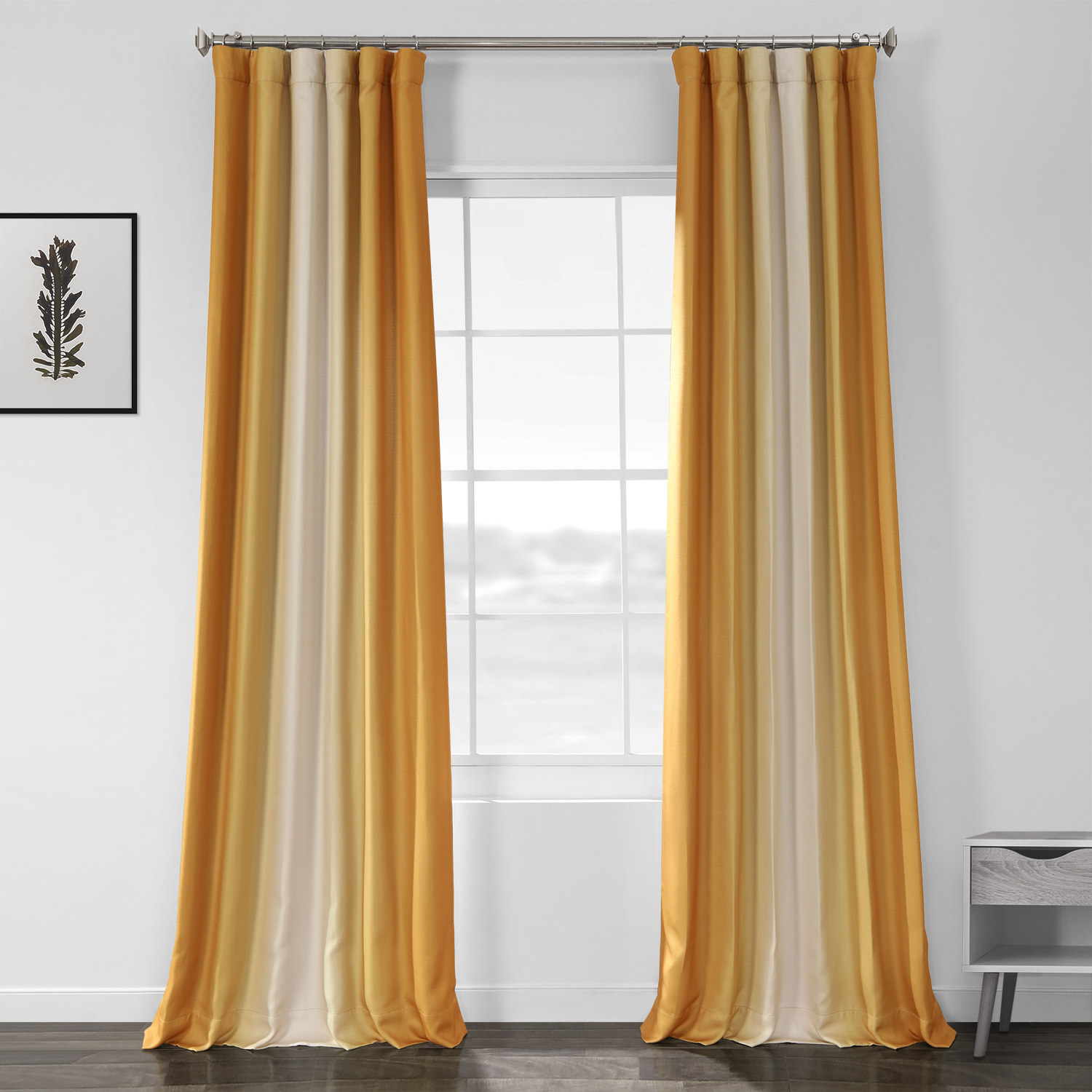 Parallel Gold Printed Linen Textured Blackout Curtain