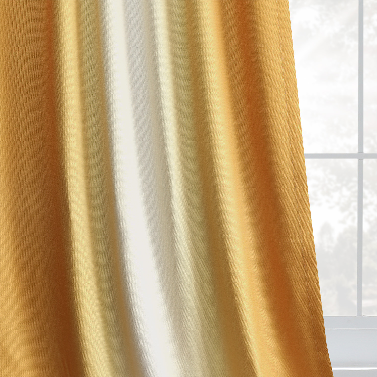 Parallel Gold Printed Linen Textured Blackout Curtain