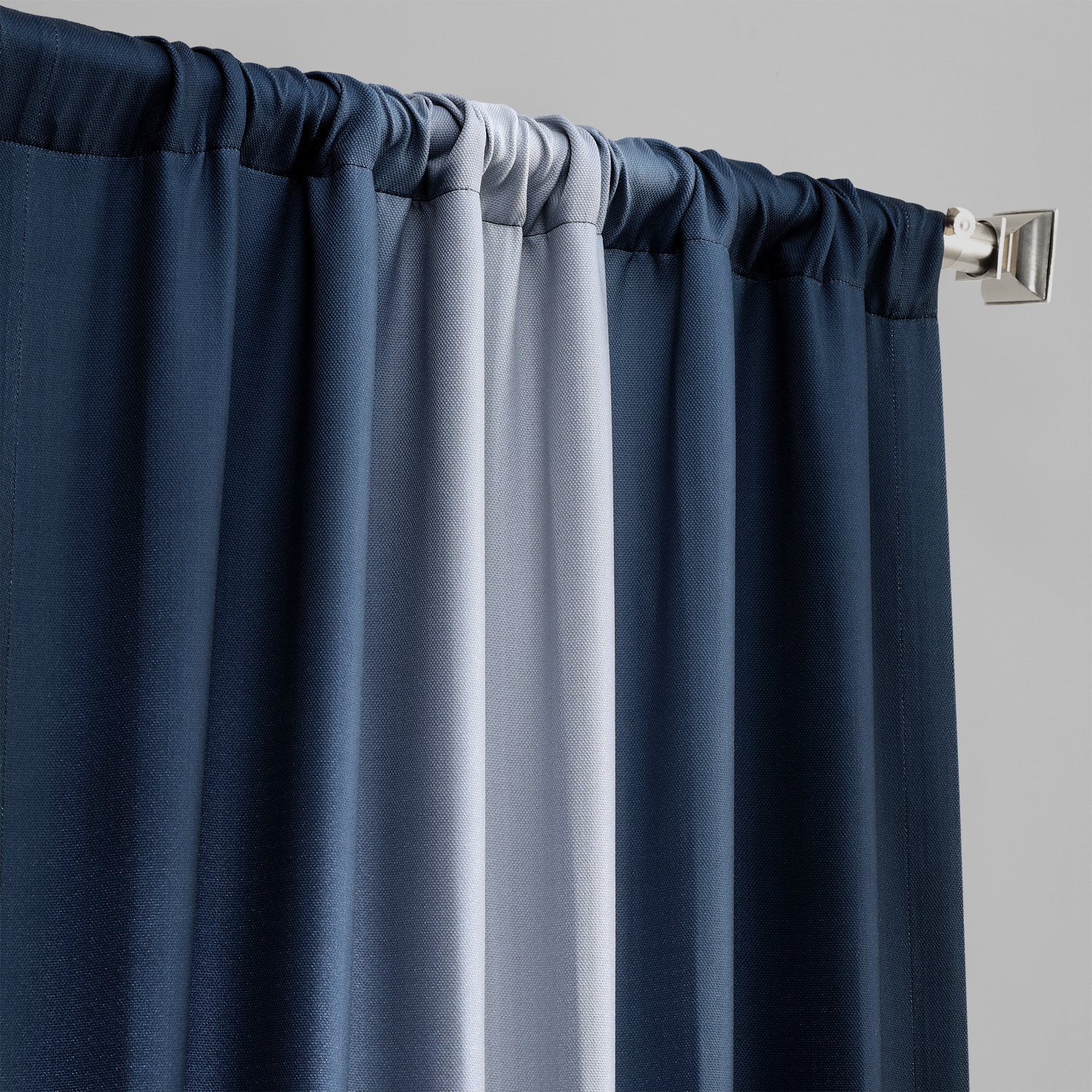 Parallel Blue Printed Linen Textured Blackout Curtain