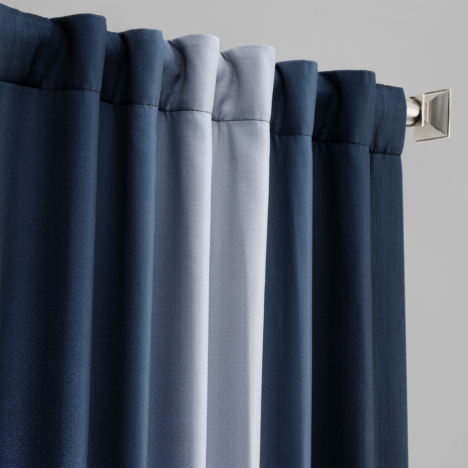 Parallel Blue Printed Linen Textured Blackout Curtain