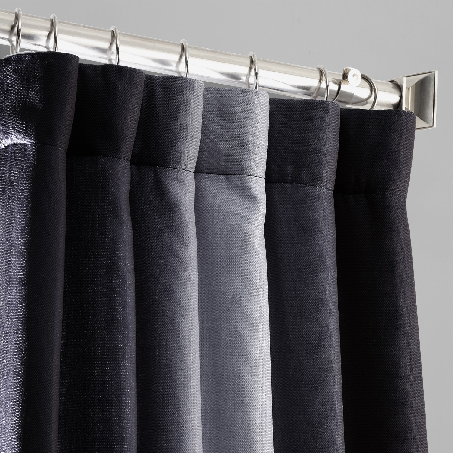 Parallel Grey Printed Linen Textured Blackout Curtain