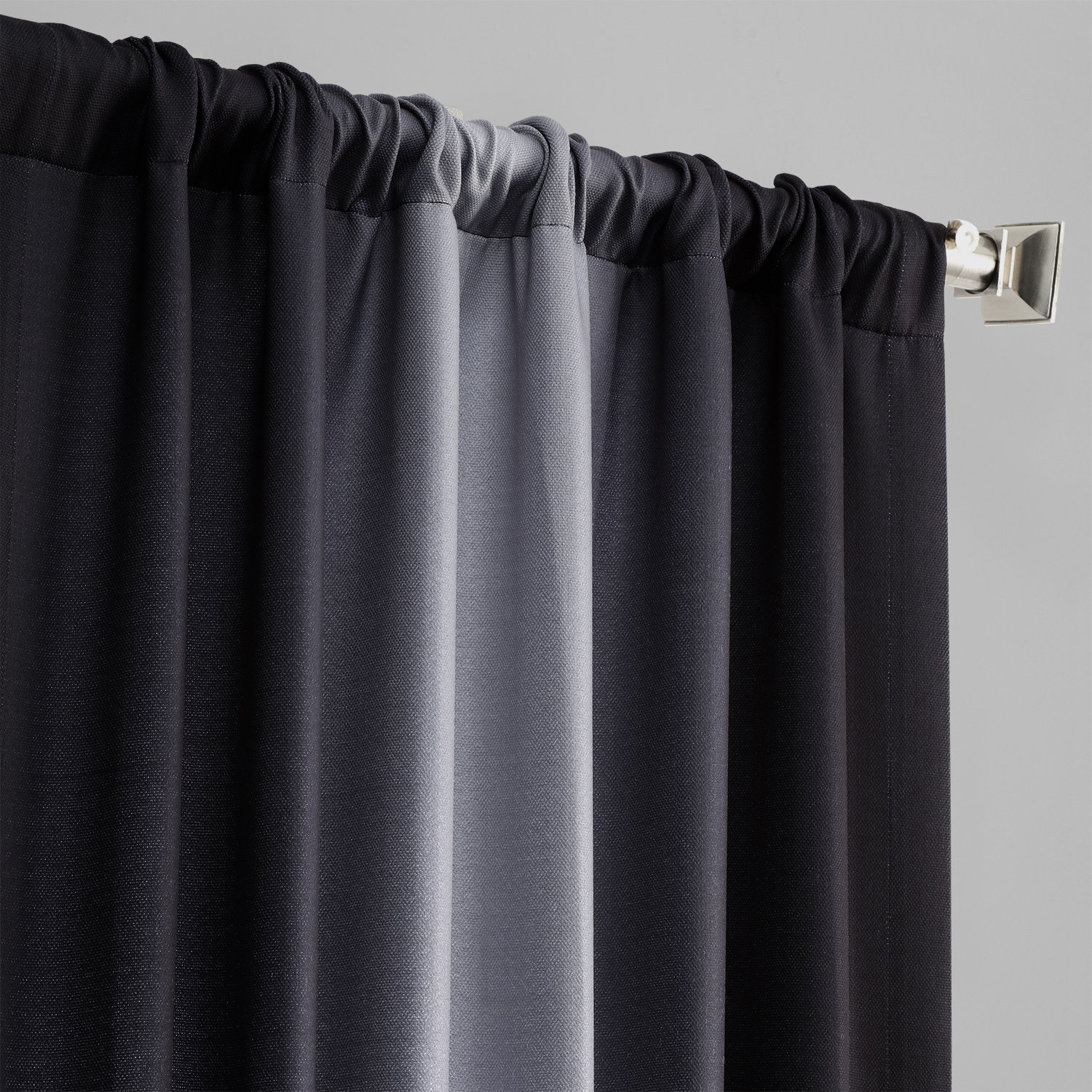 Parallel Grey Printed Linen Textured Blackout Curtain